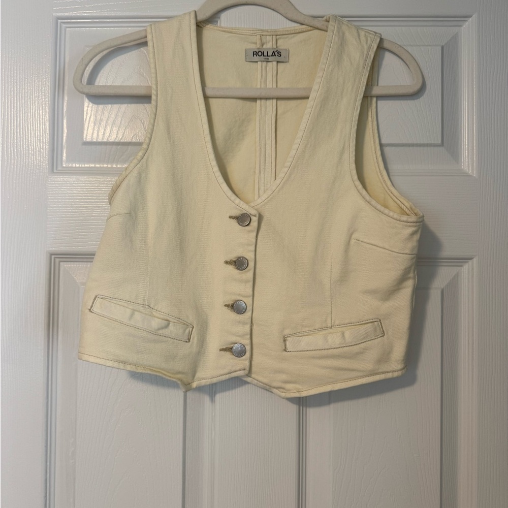 COPY - Rollas Cream Denim Vest